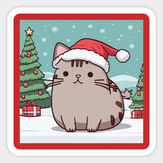 Pusheen Santa kitty Sticker by Love of animals